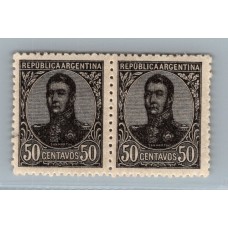 ARGENTINA 1908 GJ 287b PAREJA DE ESTAMPILLAS NUEVAS MINT !!! VARIEDAD CON Y SIN FILIGRANA MUY RARA u$ 52.50